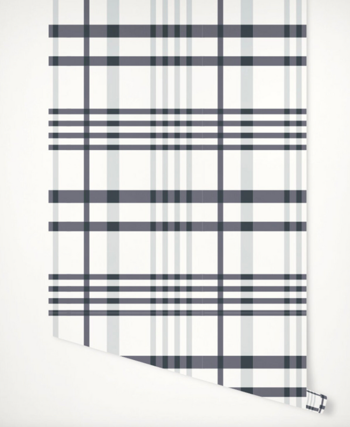 Hale Navy Blue Plaid Wallpaper WW2314