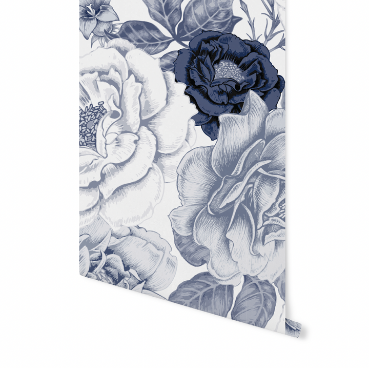 Vintage Navy Roses Wallpaper WW1920