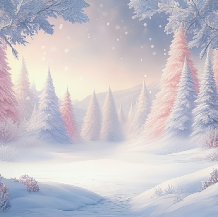 Pink Snowy Forest Wallpaper Mural WW2522