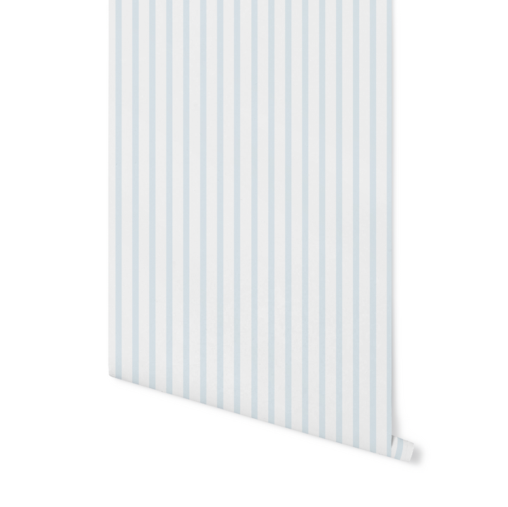 Soft Blue Summer Stripes, seersucker inspired thin striped light blue wallpaper WW2528