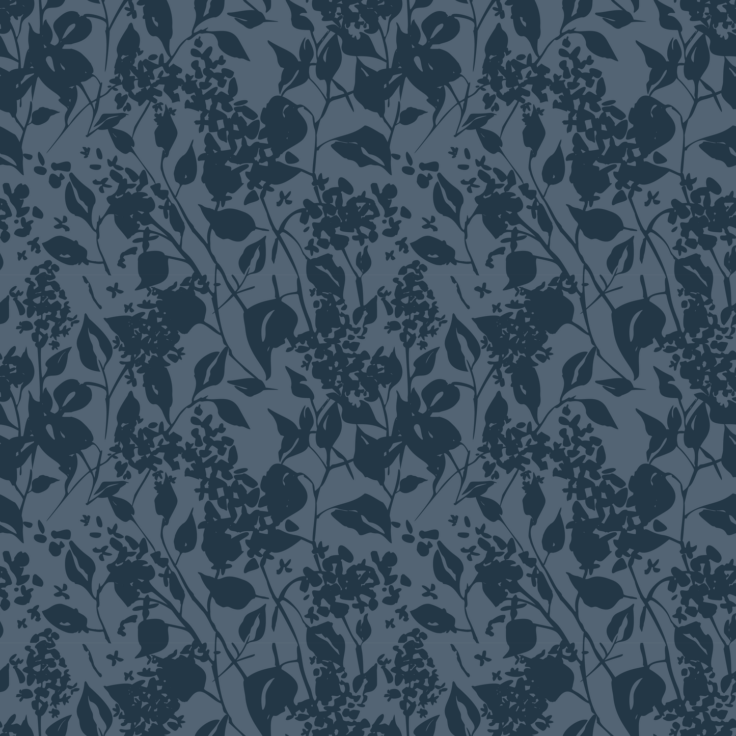 Crushed Navy Blue Abstract Floral Wallpaper WW2516
