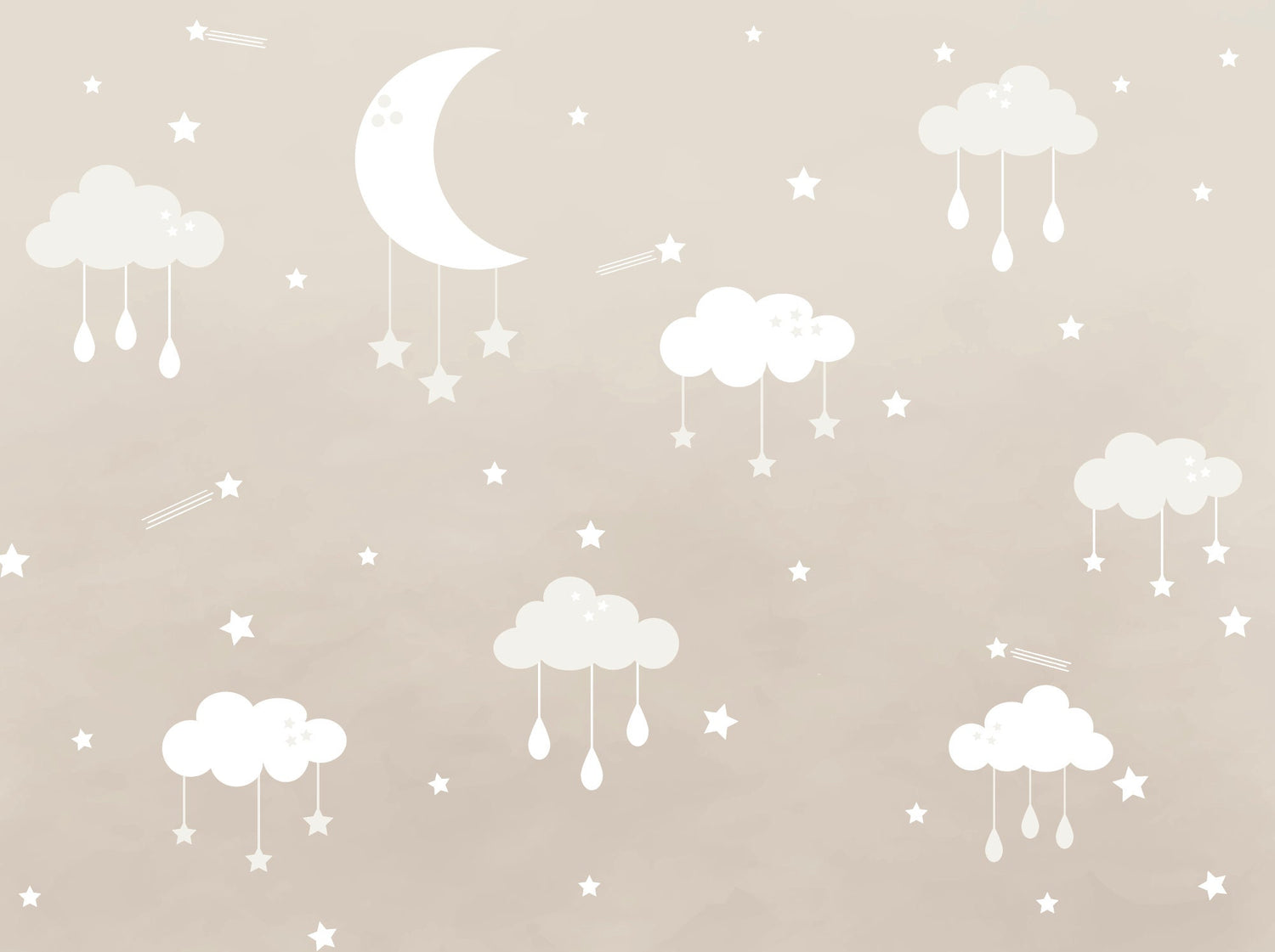 Beige Moon Beam and Cloud Wallpaper/ Removable Wallpaper/ Peel and Stick Wallpaper/ Unpasted Wallpaper/ Pre-Pasted Wallpaper WW2021