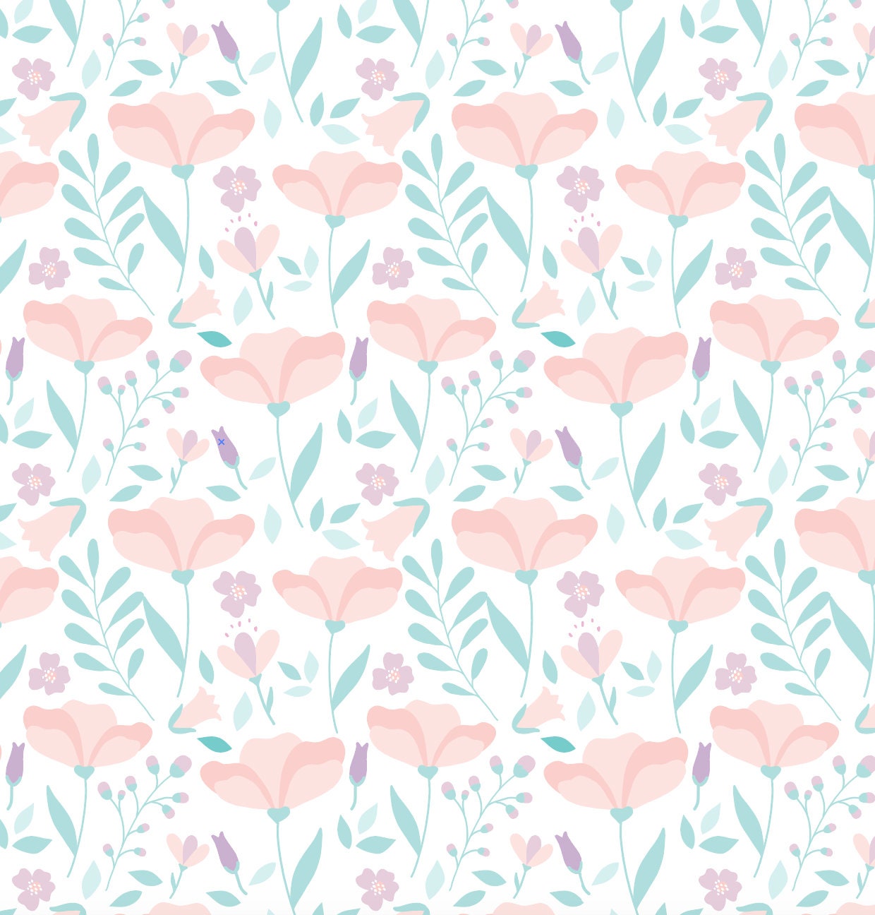 Peel and Stick Wallpaper Floral/ Blush and Mint Wildflower Wallpaper/ Removable Wallpaper/ Unpasted Wallpaper/ Pre-Pasted Wallpaper WW2064