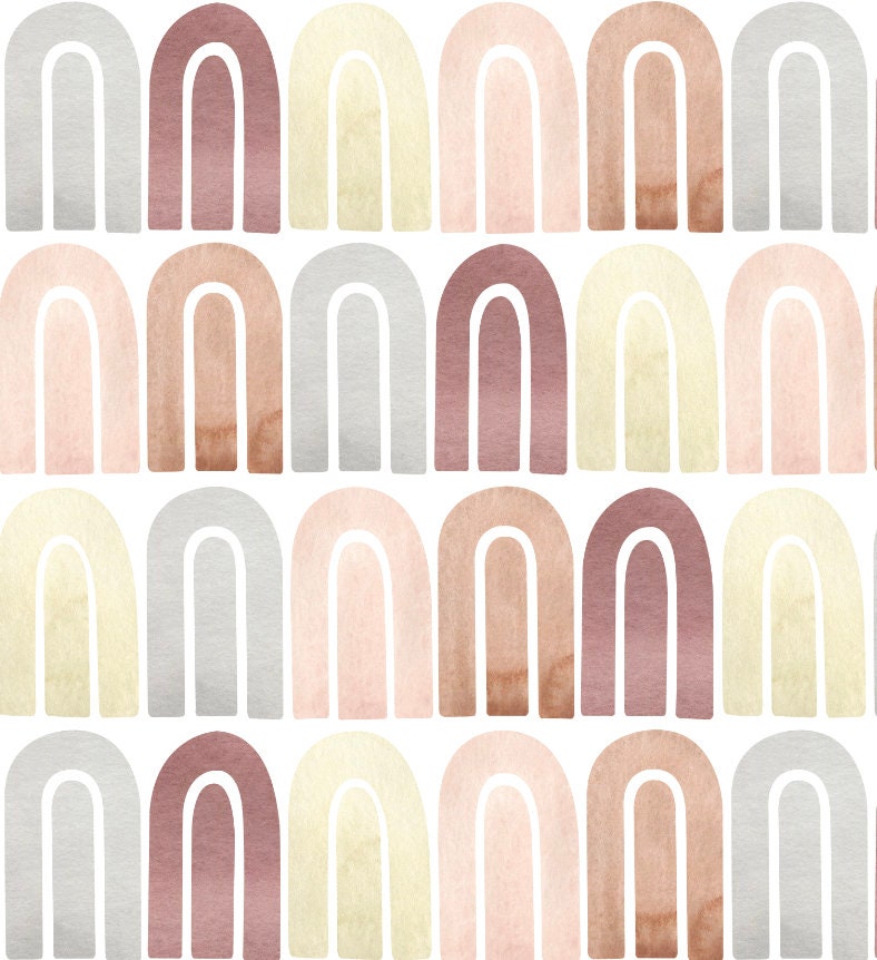 Wallpaper Boho Watercolor Rainbow Wallpaper/ Removable Wallpaper/ Peel and Stick Wallpaper/ Unpasted Wallpaper/ Pre-Pasted Wallpaper WW2128