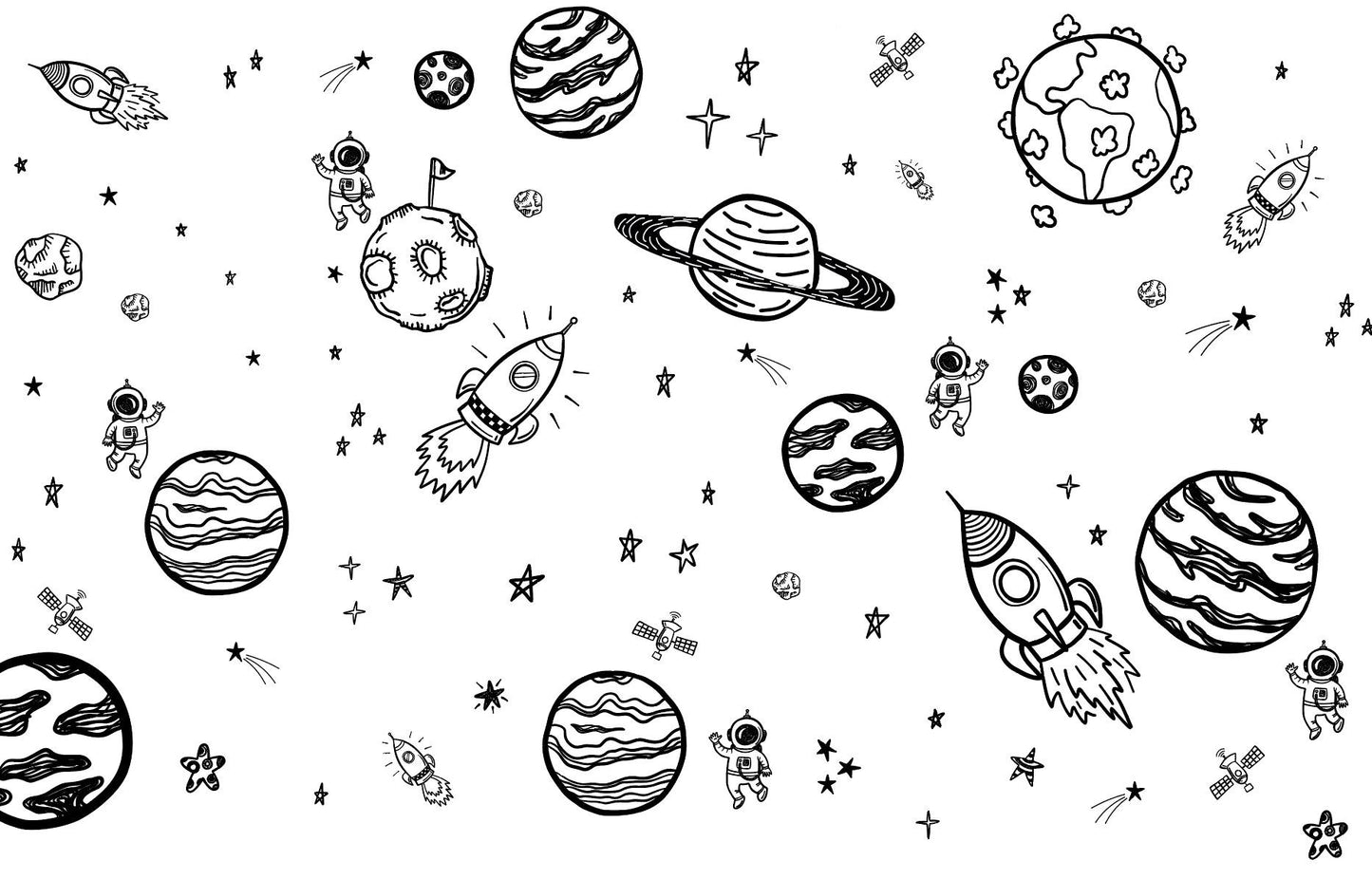 Peel and Stick Wallpaper Nursery/ Black Space Mural Wallpaper/ Removable Wallpaper/ Unpasted Wallpaper/ Pre-Pasted Wallpaper WW2228