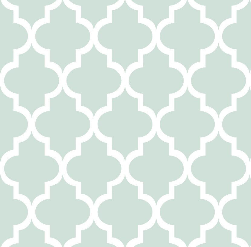 Peel and Stick Wallpaper Teal Quatrefoil/ Sea Foam Green Quatrefoil Removable Wallpaper/ Peel and Stick Wallpaper/ Unpasted Wallpaper WW1717