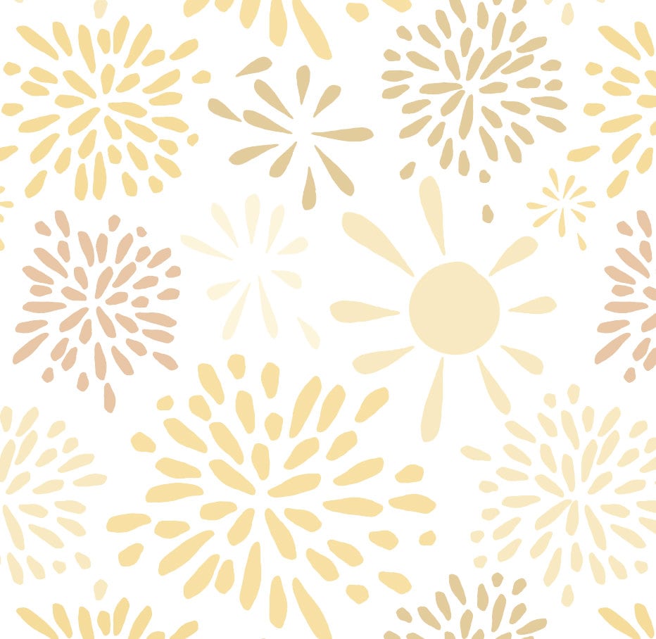 Yellow Sun Boho Wallpaper/ Sunshine Bursts/ Removable Wallpaper/ Peel and Stick Wallpaper/ Unpasted Wallpaper/ Pre-Pasted Wallpaper WW2264