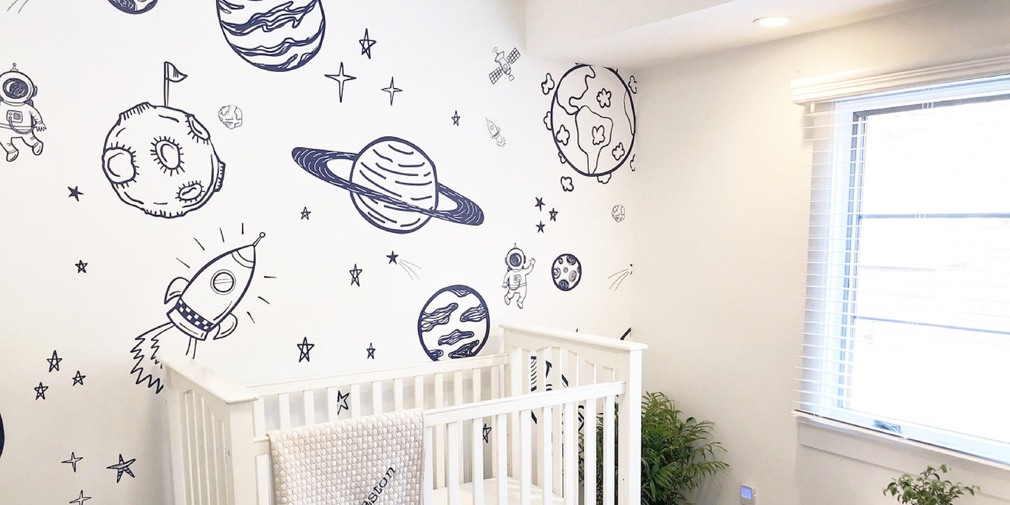 Peel and Stick Wallpaper Nursery/ Space Mural Wallpaper/ Removable Wallpaper/ Unpasted Wallpaper/ Pre-Pasted Wallpaper WW1944