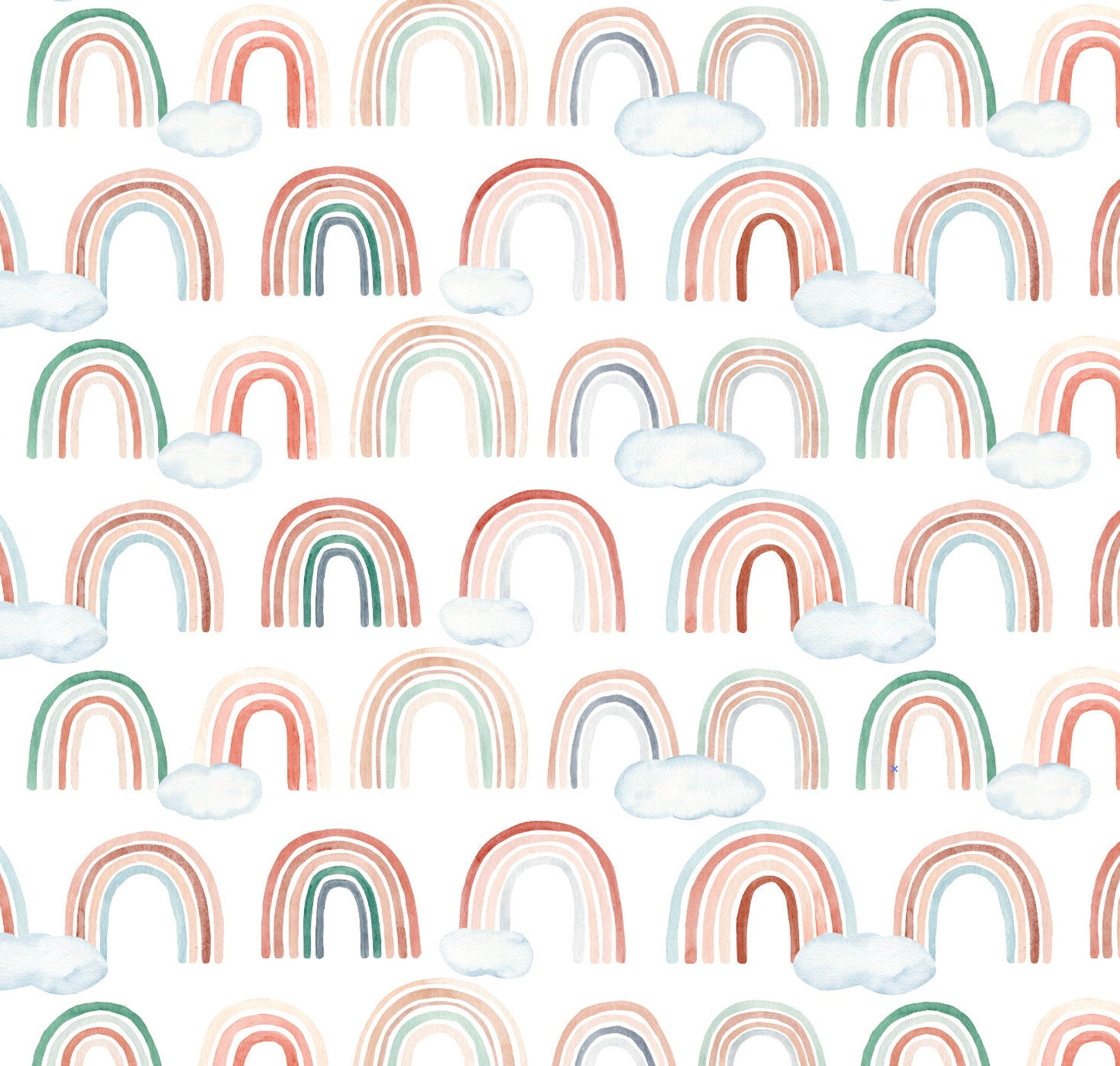 Peel and Stick Wallpaper Rainbow/ Boho Rainbow Pattern with Clouds Wallpaper/ Removable Wallpaper/ Unpasted/ Pre-Pasted WW2020