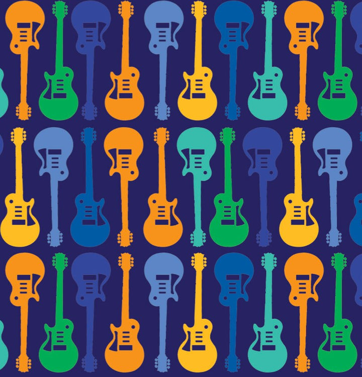 Blue Electric Guitar Wallpaper // Removable Wallpaper // Peel and Stick Wallpaper // Unpasted Wallpaper // Pre-Pasted Wallpaper WW1820