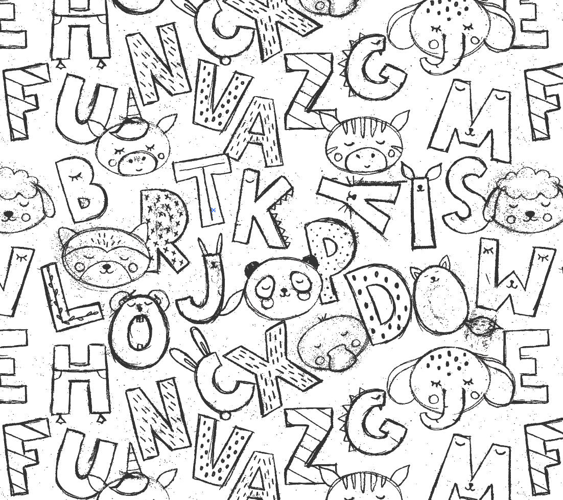 Alphabet Black and White Wallpaper/ Nursery Playroom kids Removable Wallpaper/ Peel and Stick/ Unpasted/ Pre-Pasted Wallpaper WW1859