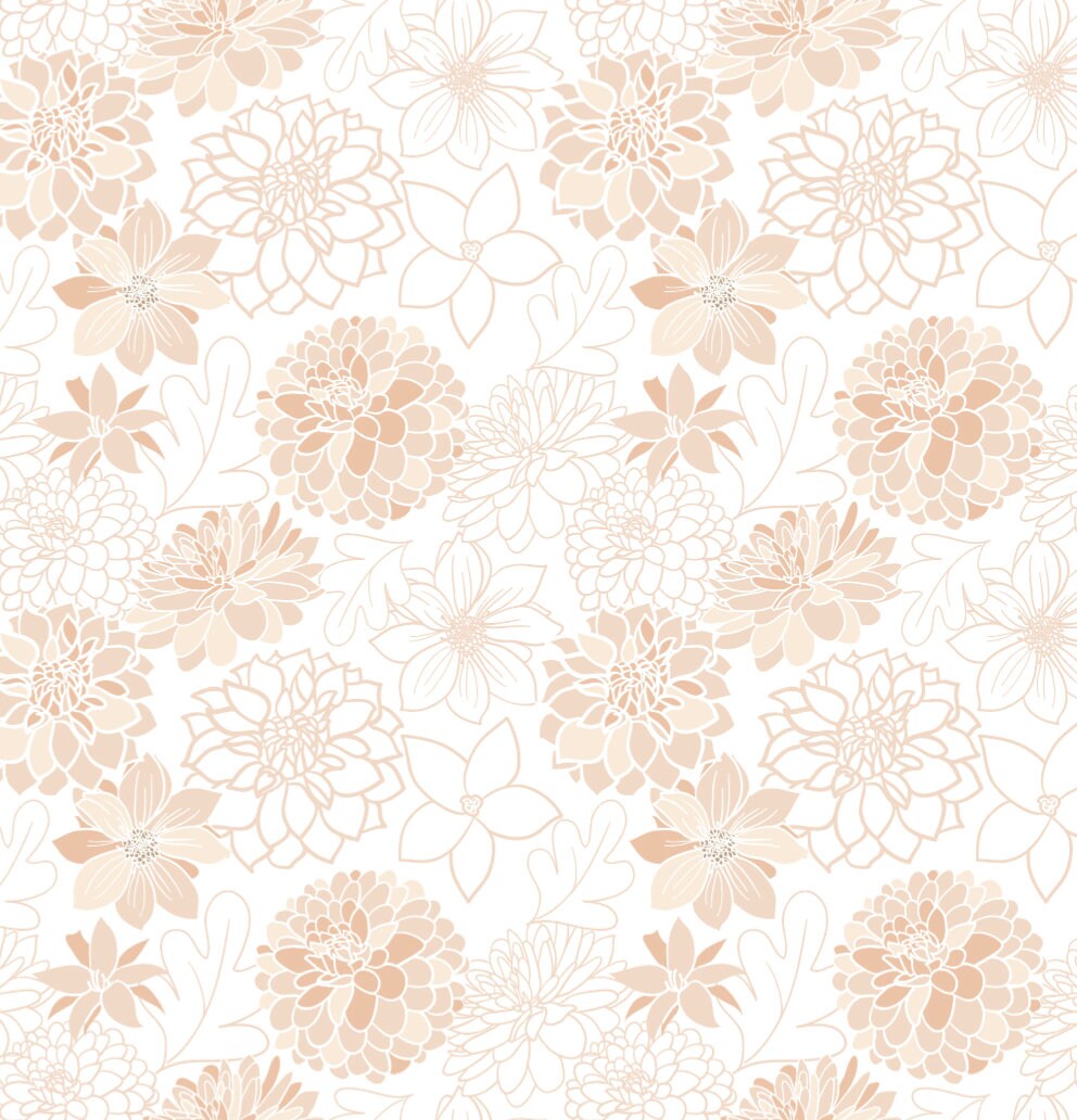 Peel and Stick Wallpaper Boho/ Boho Peach Dahlias Wallpaper/ Removable Wallpaper/ Unpasted Wallpaper/ Pre-Pasted Wallpaper WW1731