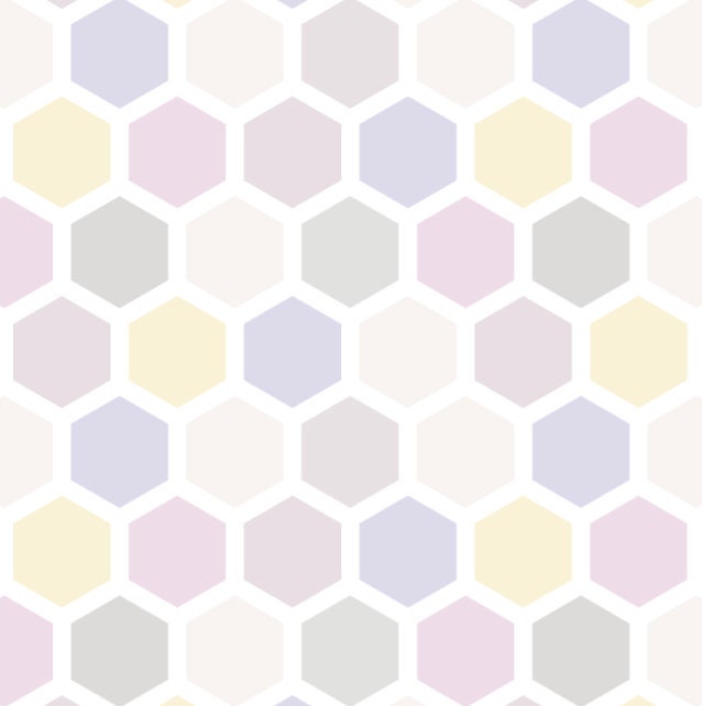Taupe, Purple & Yellow Hexagons Wallpaper/ Nursery, Modern, Children's, Kids Removable and traditional wallpaper WW1965