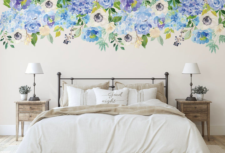 Peel and Stick Wallpaper Floral/ Serene Floral Cascading Wall Mural Wallpaper/ Removable/ Unpasted/ Pre-Pasted Wallpaper WW1715