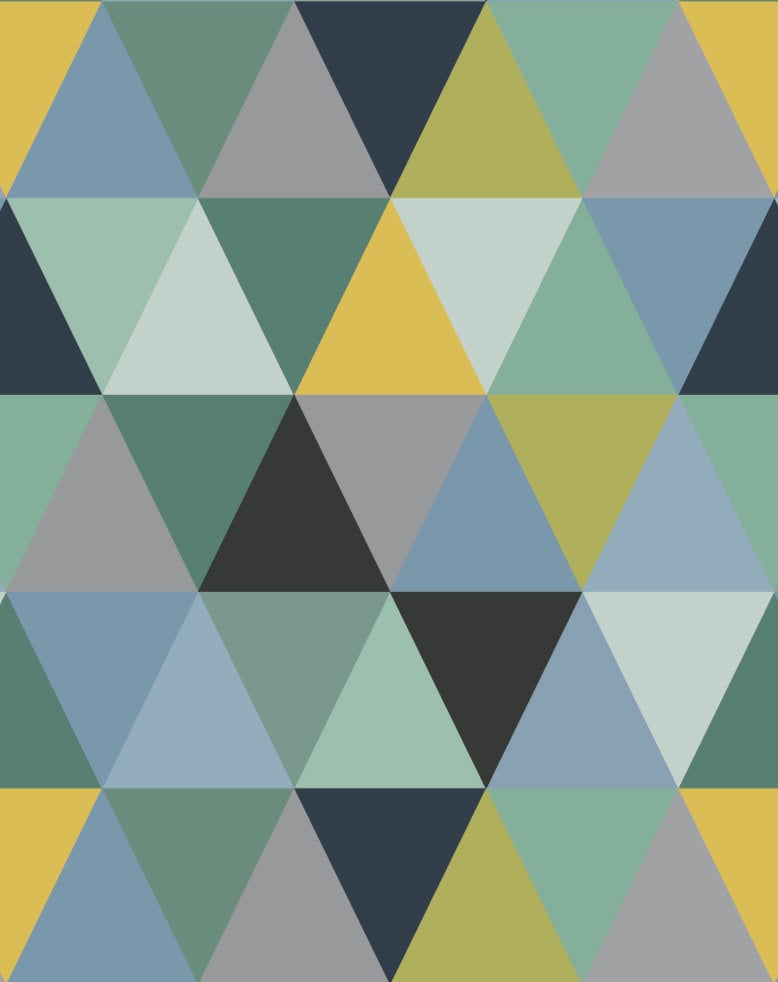 Peel and Stick Wallpaper Mid Century Modern Green Triangles Wallpaper/ Removable Wallpaper/ Unpasted Wallpaper/ Pre-Pasted Wallpaper WW2041