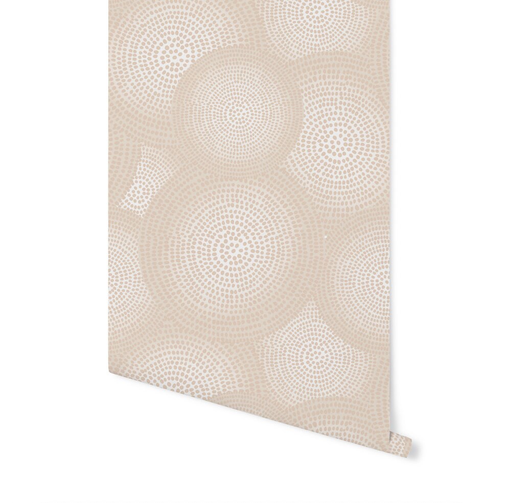 Peel and Stick Wallpaper Beige/ Tan Pebble Medallion Wallpaper/ Removable Wallpaper/ Unpasted Wallpaper/ Pre-Pasted Wallpaper WW20114