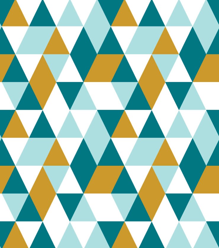 Peel and Stick Wallpaper Mustard Yellow/ Modern Geometric Triangles Teal & Mustard Wallpaper/ Unpasted Wallpaper/ Wallpaper WW2112