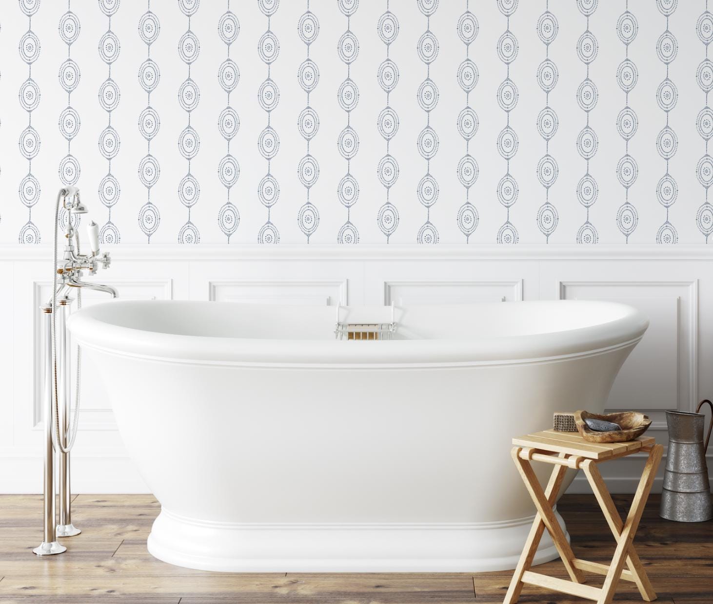 Peel and Stick Wallpaper Blue/ Navy Mandala Wallpaper/ Removable Wallpaper/ Unpasted Wallpaper // Pre-Pasted Wallpaper WW2059