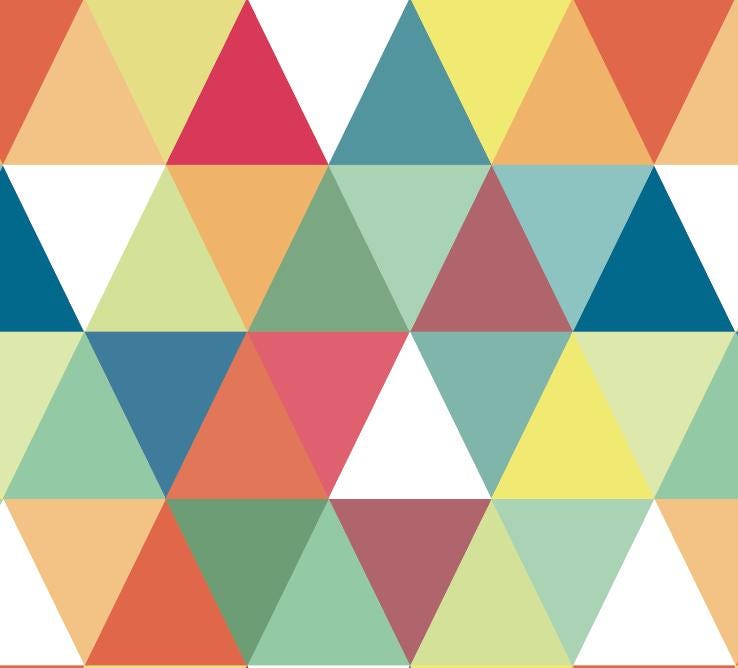 Peel and Stick Wallpaper Red Bright Modern Triangles Wallpaper/ Removable Wallpaper/ Unpasted Wallpaper/Pre-Pasted Wallpaper WW1974