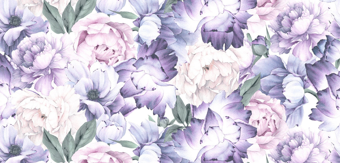Peel and Stick Wallpaper Floral/ Blushing Purple Peony Wallpaper/ Removable Wallpaper/ Unpasted Wallpaper/ Pre-Pasted Wallpaper WW2002