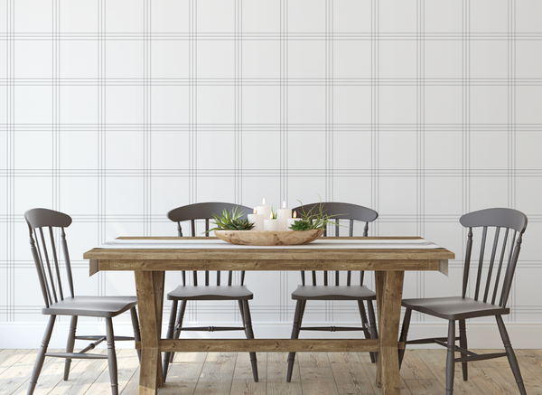 White Windowpane Plaid Wallpaper WW2336