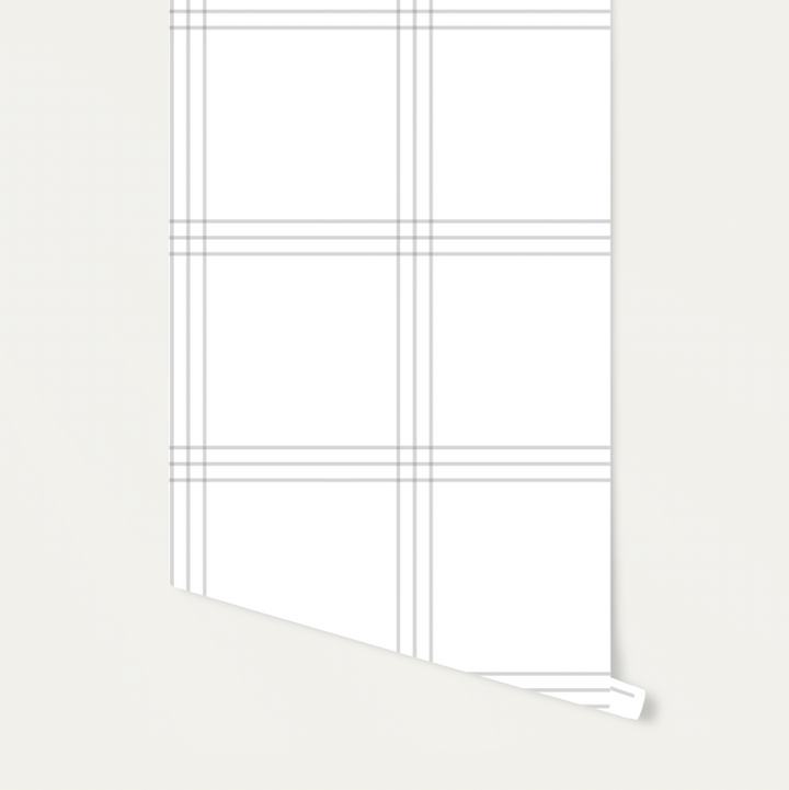 White Windowpane Plaid Wallpaper WW2336
