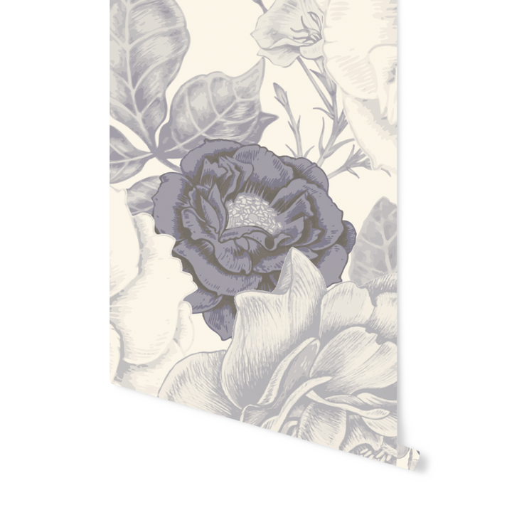Creamy Vintage Navy Roses Wallpaper WW2334