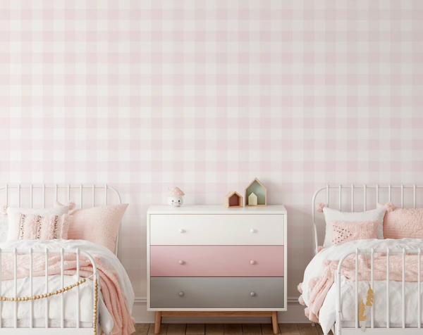 Soft Pink Buffalo Check Wallpaper WW2223