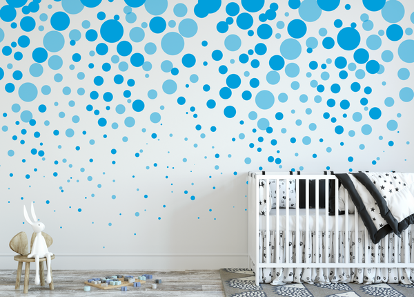 Vibrant Blue Cascading Bubble Dots Wallpaper WW2075