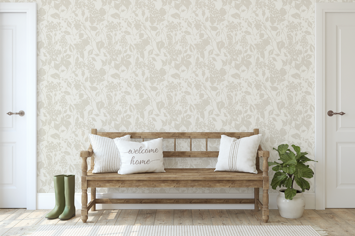Beige Abstract Floral Wallpaper WW2508