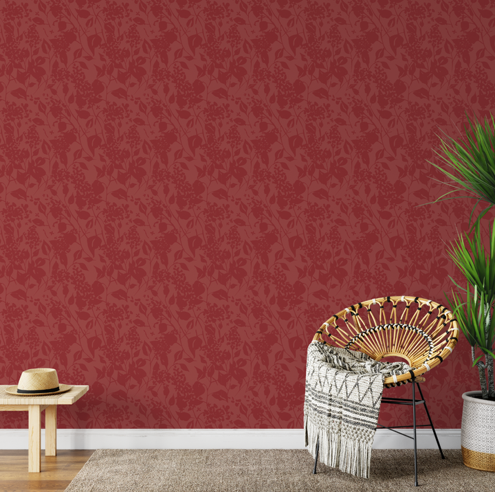 Deep Red Abstract Floral Wallpaper WW2518