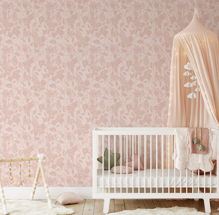 Muted Blush Pink Abstract Floral Wallpaper WW2509