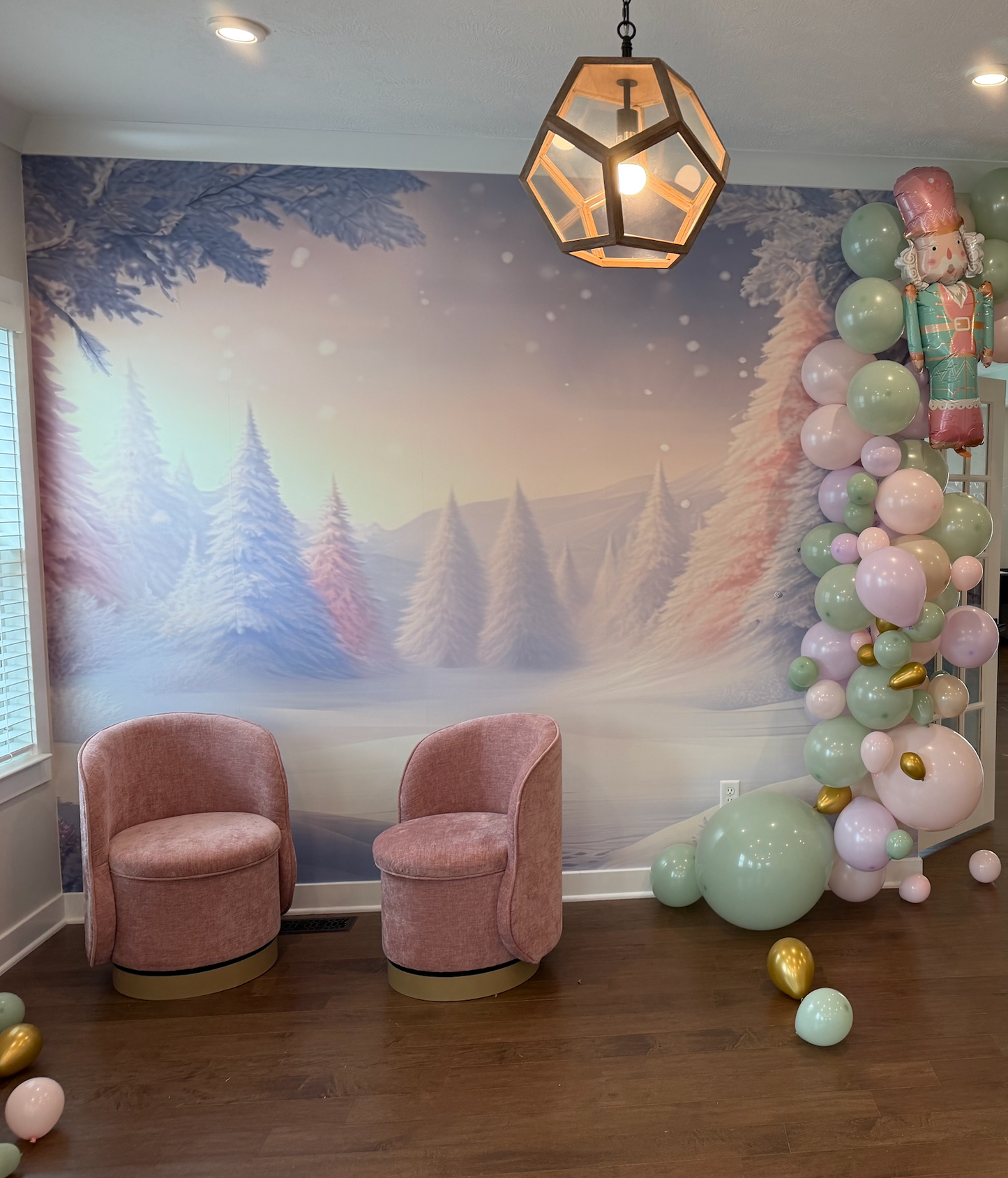 Pink Snowy Forest Wallpaper Mural WW2522