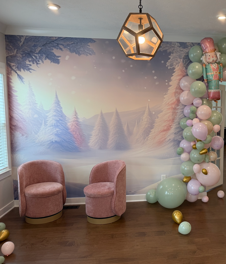 Pink Snowy Forest Wallpaper Mural WW2522