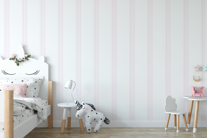 Pink Vertical Grouped Whimsical Stripes Wallpaper WW2601