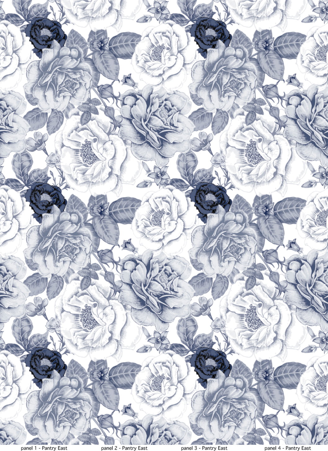 Vintage Navy Roses Wallpaper WW1920 - Custom Order