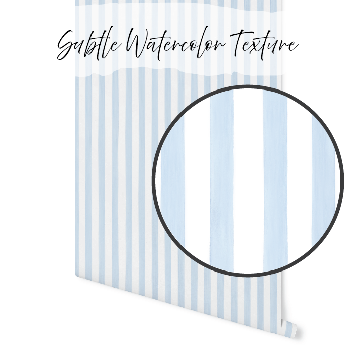 Soft Blue Watercolor Summer Stripes, seersucker inspired thin striped light blue wallpaper WW2605