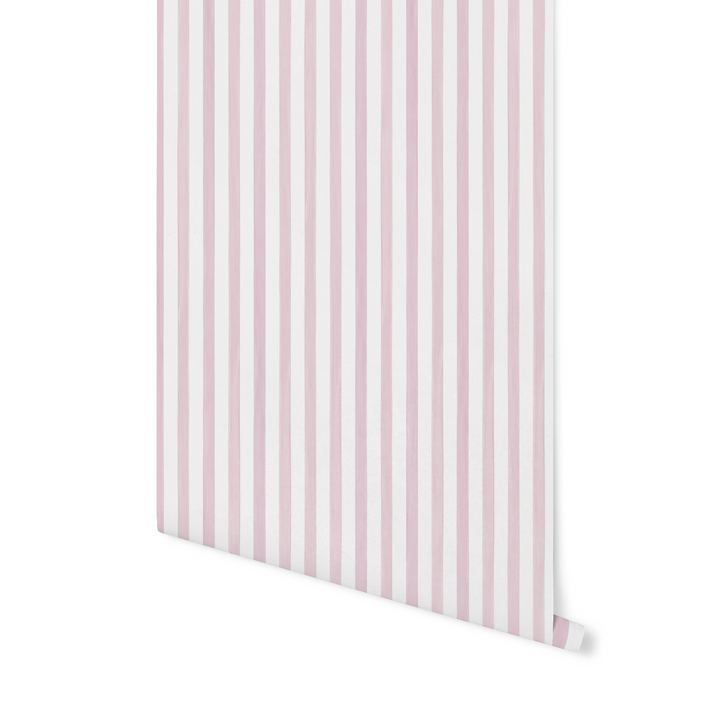 Soft Pink Watercolor Summer Stripes, seersucker inspired thin striped light pink wallpaper WW2606