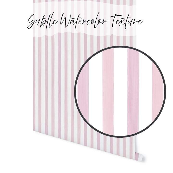 Soft Pink Watercolor Summer Stripes, seersucker inspired thin striped light pink wallpaper WW2606