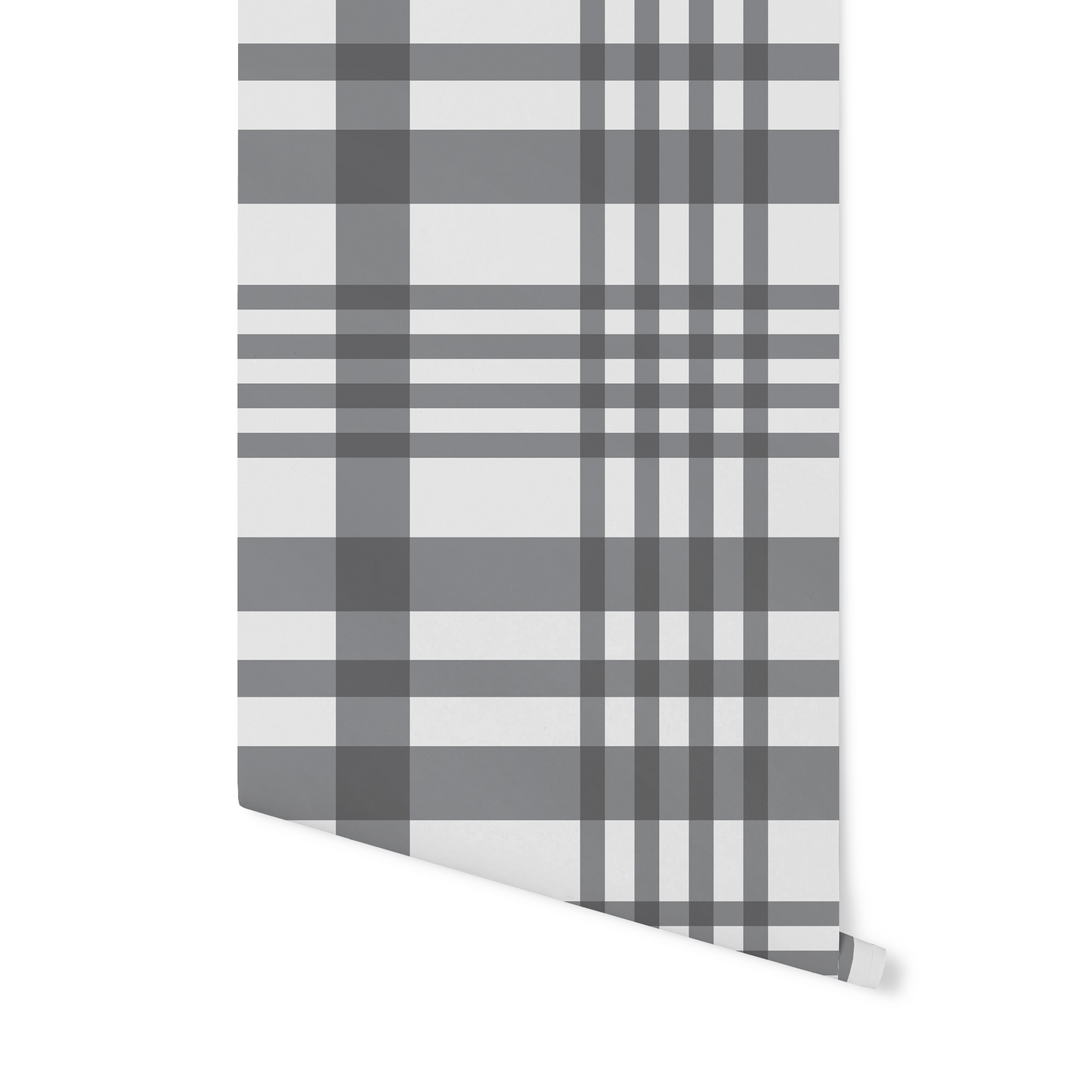 Asymmetric Large Scale Charcoal Gray Plaid Wallpaper WW2609