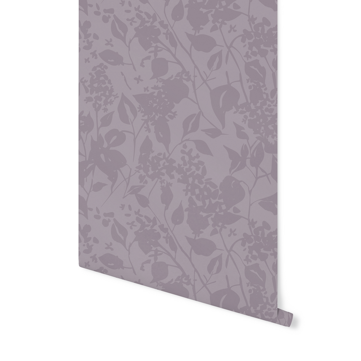 Dusted Plum Abstract Floral Wallpaper WW2510