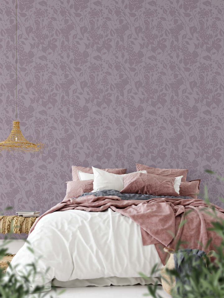 Dusted Plum Abstract Floral Wallpaper WW2510