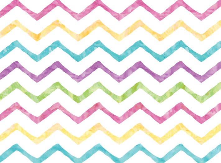 Peel and Stick Wallpaper Kids/ Candy Colored Watercolor XL Chevrons Wallpaper Mural/ Removable/ Unpasted/ Pre-Pasted Wallpaper WW1738