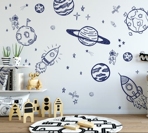 Peel and Stick Wallpaper Nursery/ Space Mural Wallpaper/ Removable Wallpaper/ Unpasted Wallpaper/ Pre-Pasted Wallpaper WW1944