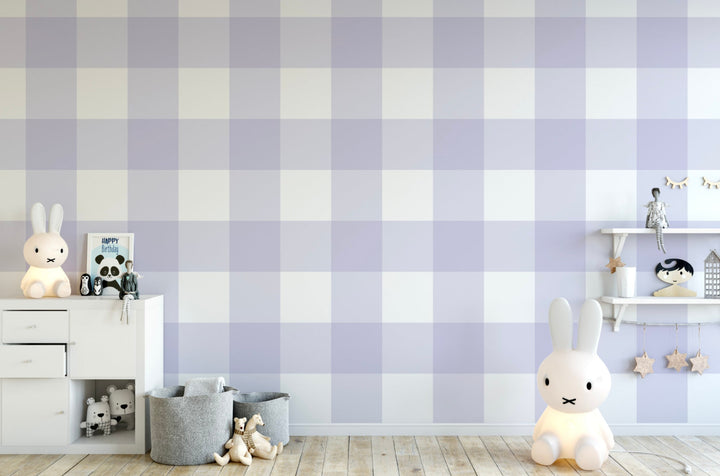 Wallpaper Plaid Purple/ Soft Violet XL Buffalo Check Wallpaper/ Removable/ Peel and Stick/ Unpasted Wallpaper/ Pre-Pasted Wallpaper WW1903