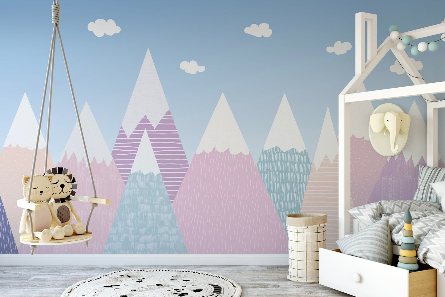 Mountain Wallpaper Pink/ Blushing Pink Mighty Mountain Wallpaper/ Removable/ Peel and Stick/ Unpasted/ Pre-pasted Wallpaper WW2095