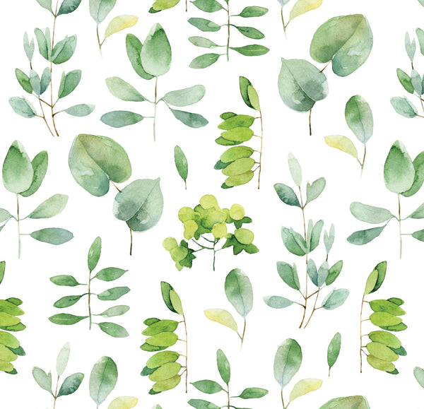 Peel and Stick Wallpaper Green/ Watercolor Leaves Wallpaper/ Removable Wallpaper/ Unpasted Wallpaper/ Pre-Pasted Wallpaper WW2039