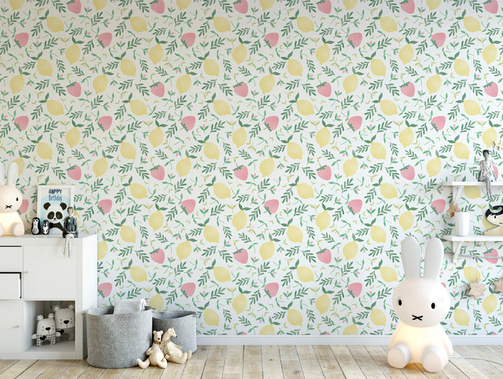 Strawberry Lemonade Wallpaper // Removable Wallpaper // Peel and Stick Wallpaper // Unpasted Wallpaper // Pre-Pasted Wallpaper WW2057