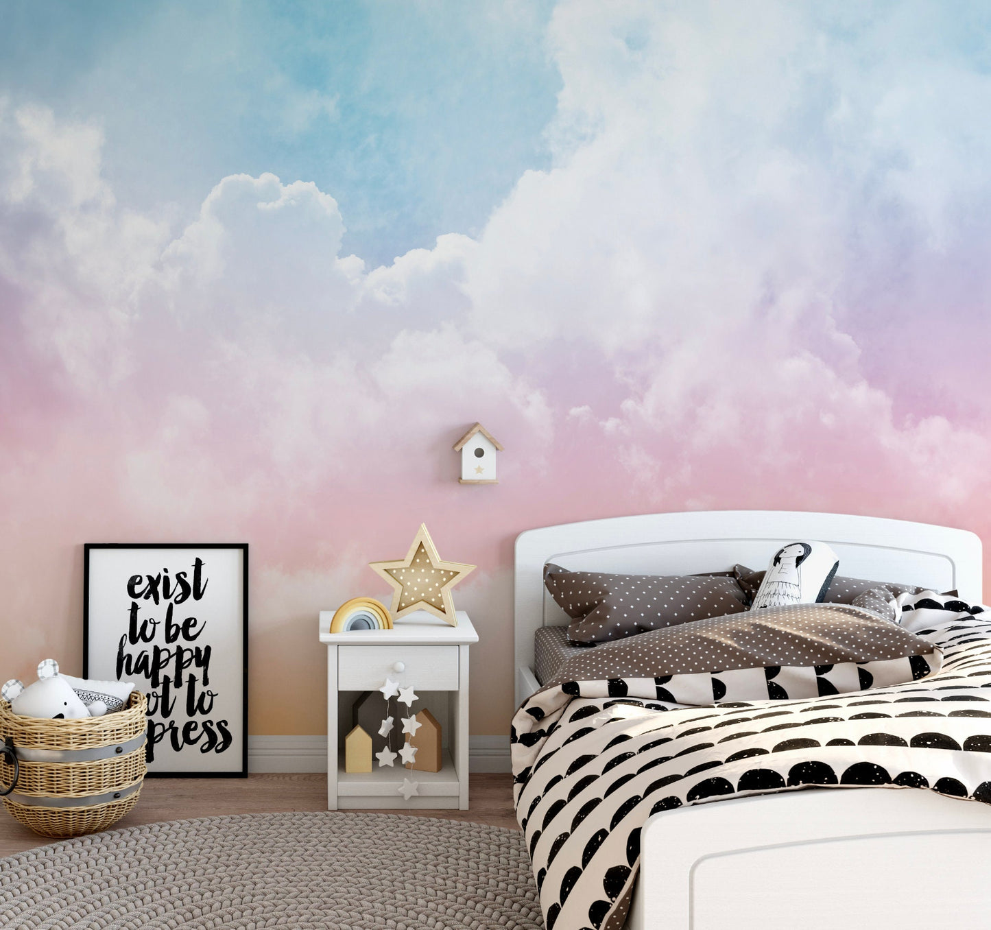 Wallpaper Ombre Cloud Rainbow Pastel/ Peel and Stick Wallpaper/ Rainbow Clouds Ombre/ Removable Wallpaper/ Unpasted/ Mural WW2008