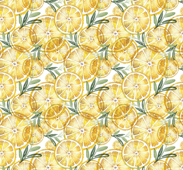 Yellow Citrus Fruit Lemon Wallpaper/ Watercolor Lemon Slices Wallpaper/ Peel and Stick Wallpaper/ Removable/ Unpasted Wallpaper WW2084